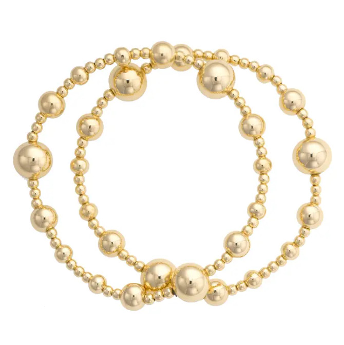 Canvas Marissa Ball Bead Bracelet Set of 2 - Shiny Gold