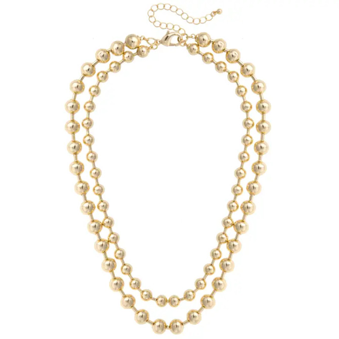 Canvas Macie Layered Ball Bead Necklace - Shiny Gold