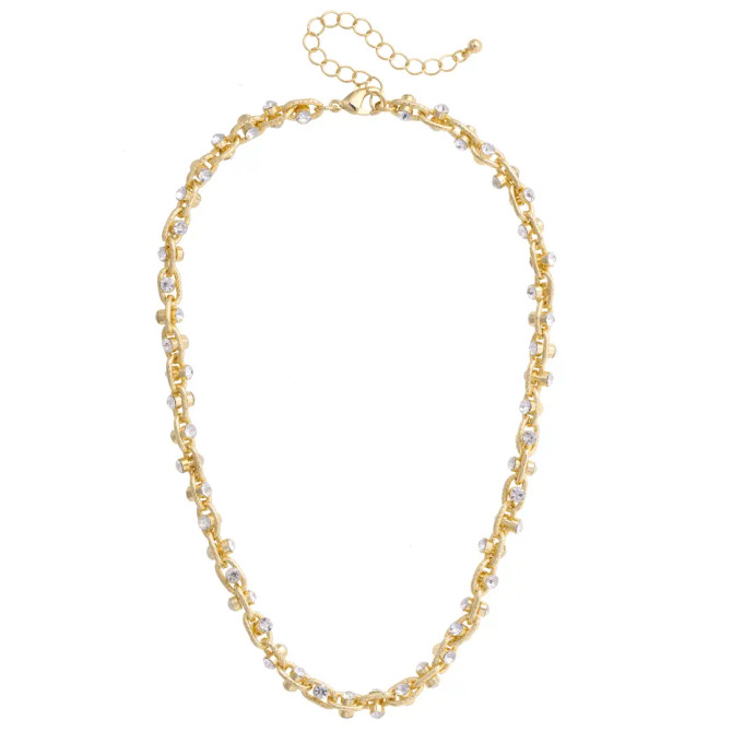 Canvas Krystal Twisted Rhinestone Necklace - Shiny Gold