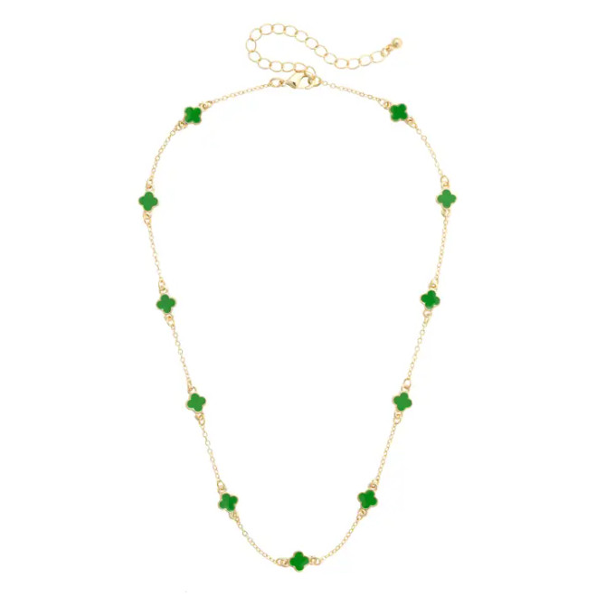 Canvas Margaret Dainty Clover Necklace - Green