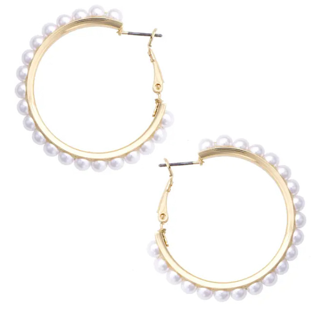 Canvas Lacey Pearl Hoop Earrings - Ivory