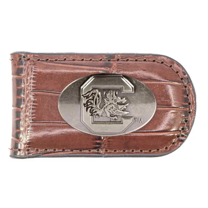 Zep-Pro South Carolina Gamecocks Leather Magnetic Money Clip Wallet - Croc Brown