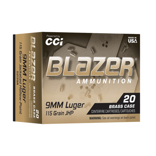 CCI Blazer 9mm Luger 115gr JHP Ammo, 20 rds