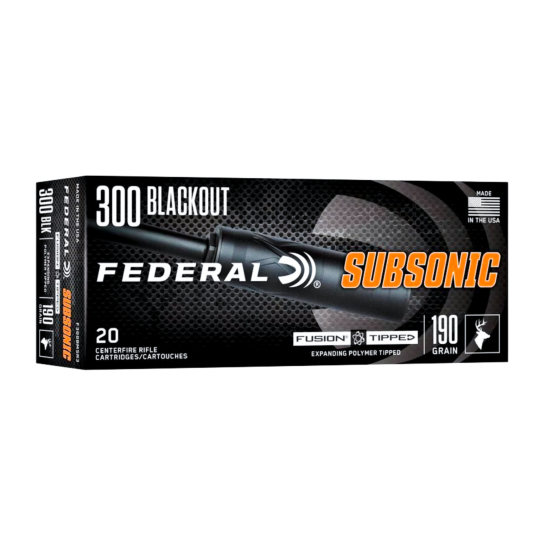 Federal Subsonic .300 AAC Blackout 190 gr Fusion Tipped Ammo, 20rds