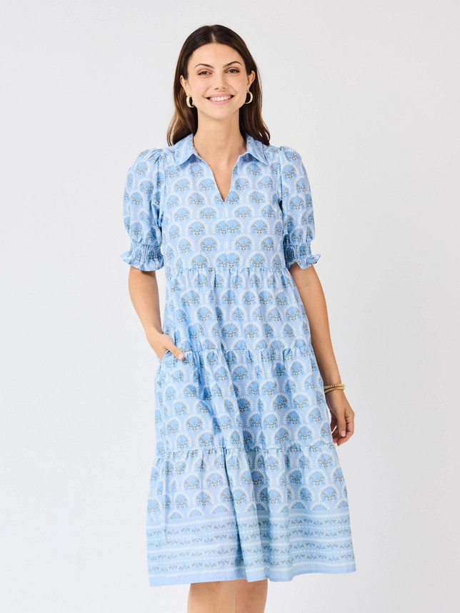 Mary Square Women's Molly Dress - Sunshower Flora Blue