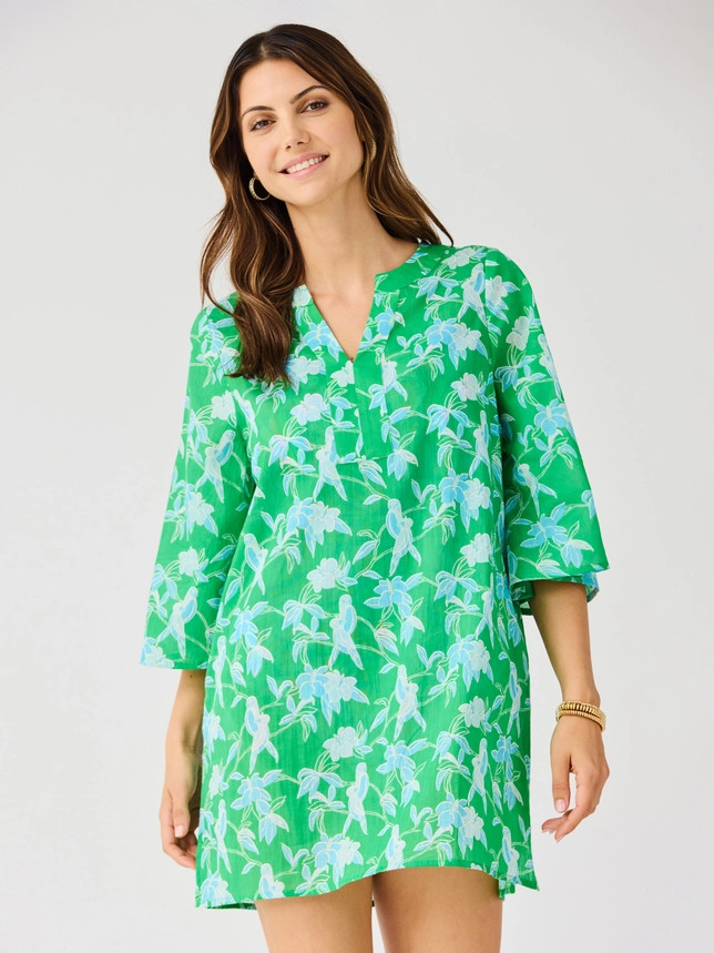 Mary Square Women's Elizabeth Beach Dress - Tiki Tropics Green