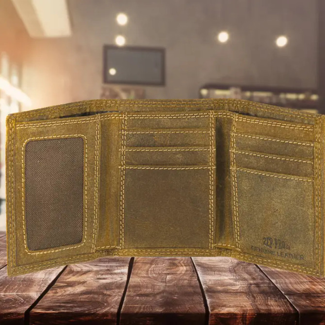 Zep-Pro Mallard Vintage Tan Leather Trifold Wallet
