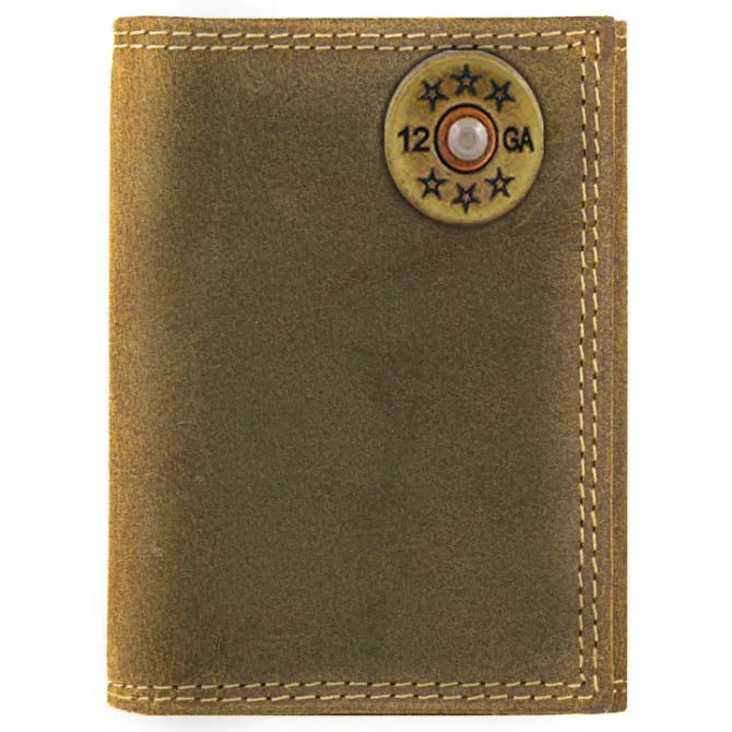 Zep-Pro Shotshell Vintage Tan Leather Trifold Wallet