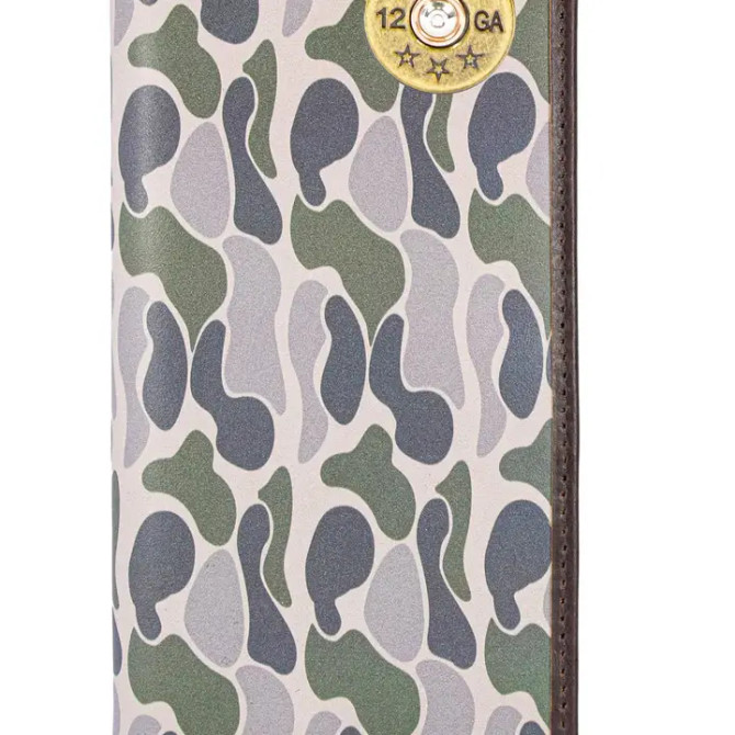Zep-Pro Shotshell Men's Secretary Old School Camo Leather Wallet - Green/Gray