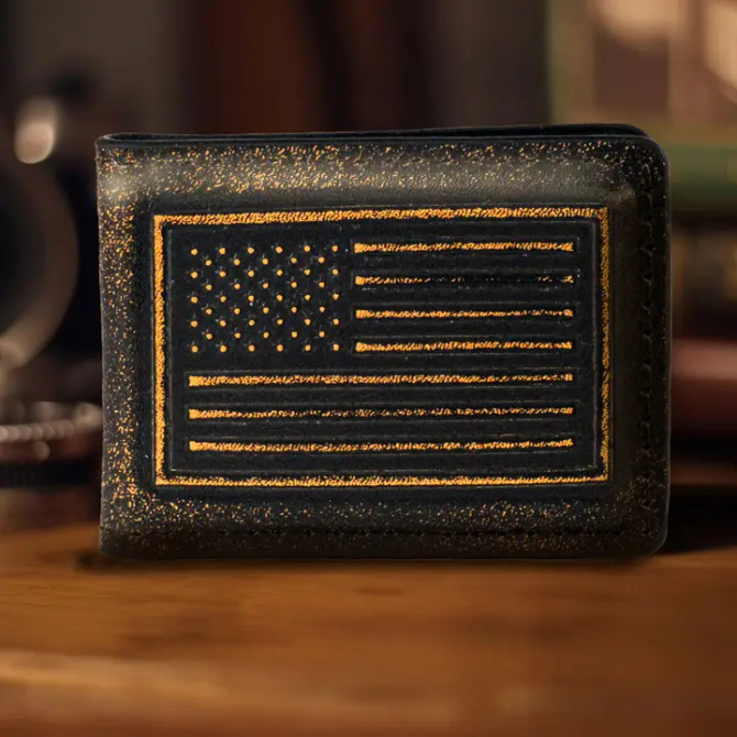 Zep-Pro American Flag Burnished Leather Money Clip