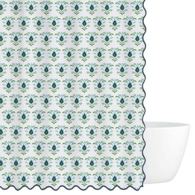 Laura Park Rosemary White Shower Curtain