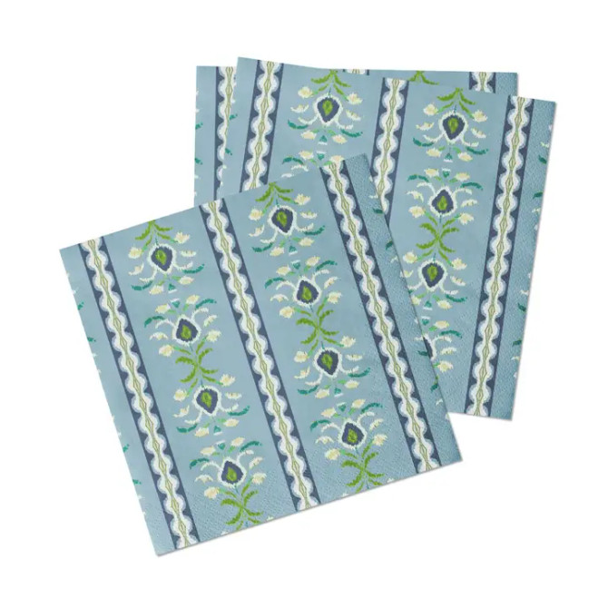 Laura Park Rosemary Stripe French Blue Cocktail Napkins