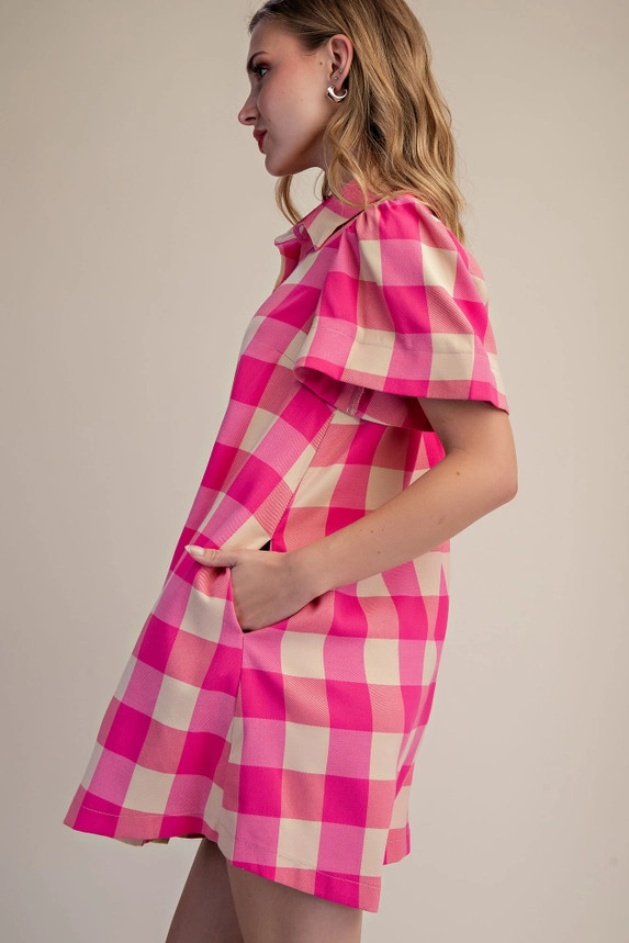 Glam Women's Checkered Mini Dress - Pink
