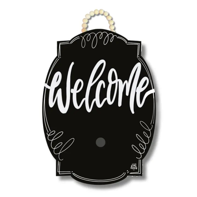 Dk Designs Black Bloom "Welcome" Hanger & Mini