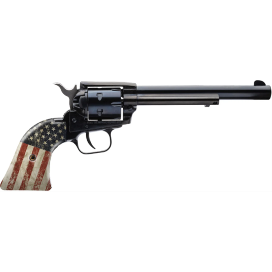 Heritage Rough Rider 6.5" 22 LR 6rd Revolver Black, Black Oxide, US Flag Grip