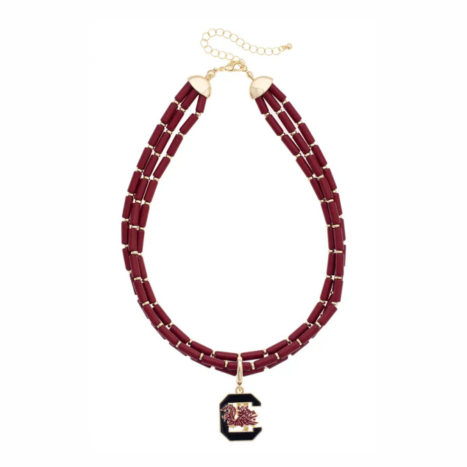 Canvas South Carolina Gamecocks Multi-Strand Beaded Necklace