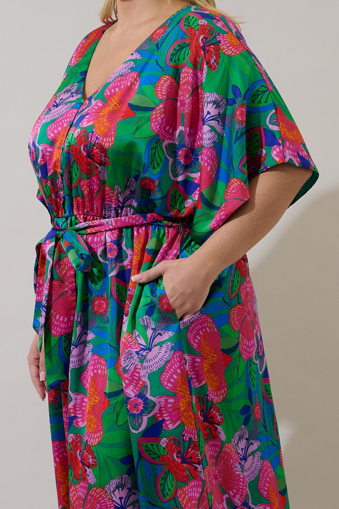 Sugar Lips Plus Size Women's Mielle Kimono Maxi Dress Hansel Floral