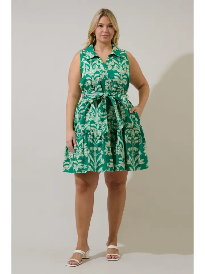 Sugar Lips Plus Size Women's Zady Sleeveless Mini Dress - Kelly Cream