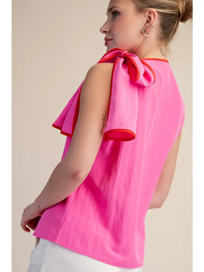 Glam Women's Hot Pink Bow Top