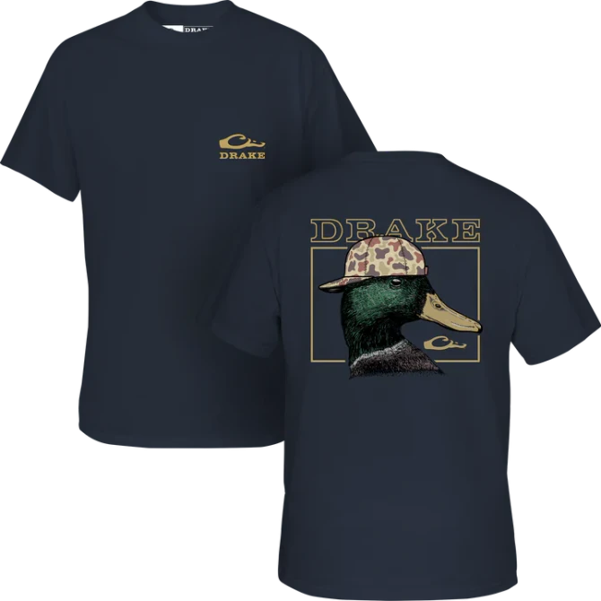 Drake Youth Back Cap Mallard Tee - Vintage Indigo