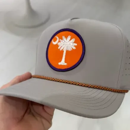 Happy By Rachel Grey Hat with Orange Palm/Moon Patch