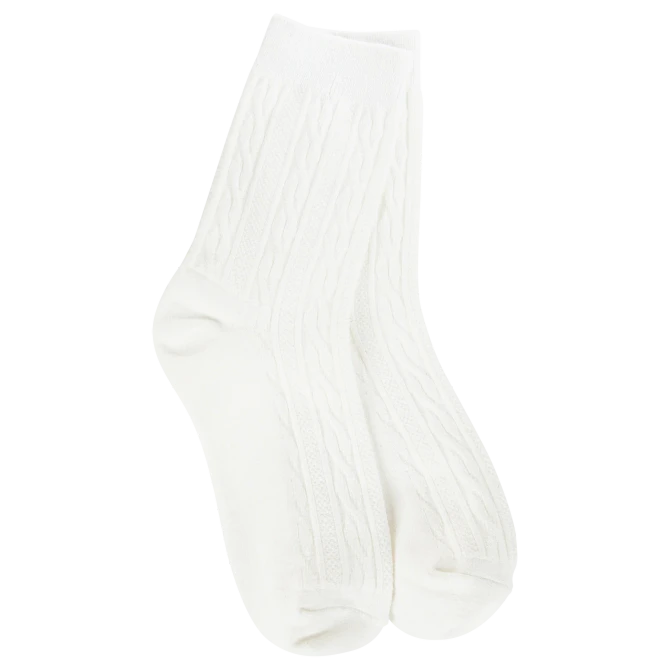 World's Softest Socks Women's Weekend Cable Mini Crew - Cloud