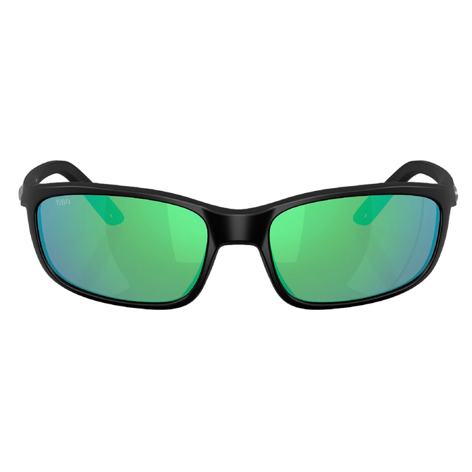Costa Del Mar Brine Polarized Sunglasses Matte Black with Green Mirror 580G Glass Lenses