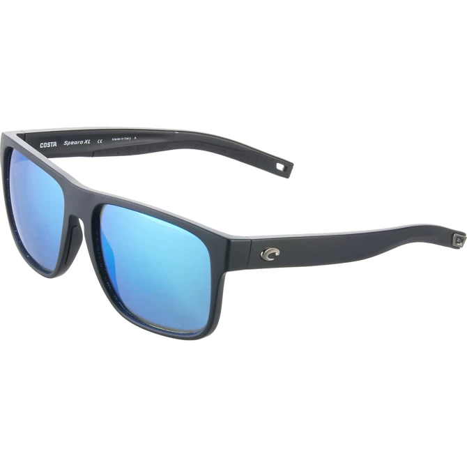 Costa Del Mar Spearo XL Polarized Sunglasses Matte Black with Blue Mirror 580G Glass Lenses