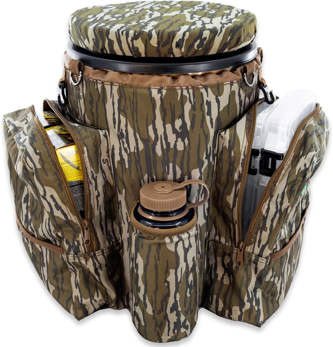 Peregrine Field Gear Venture Bucket Pack, Insulated Cooler Backpack 5 Gallon Bucket with Silent Spinning Seat Cushion Lid