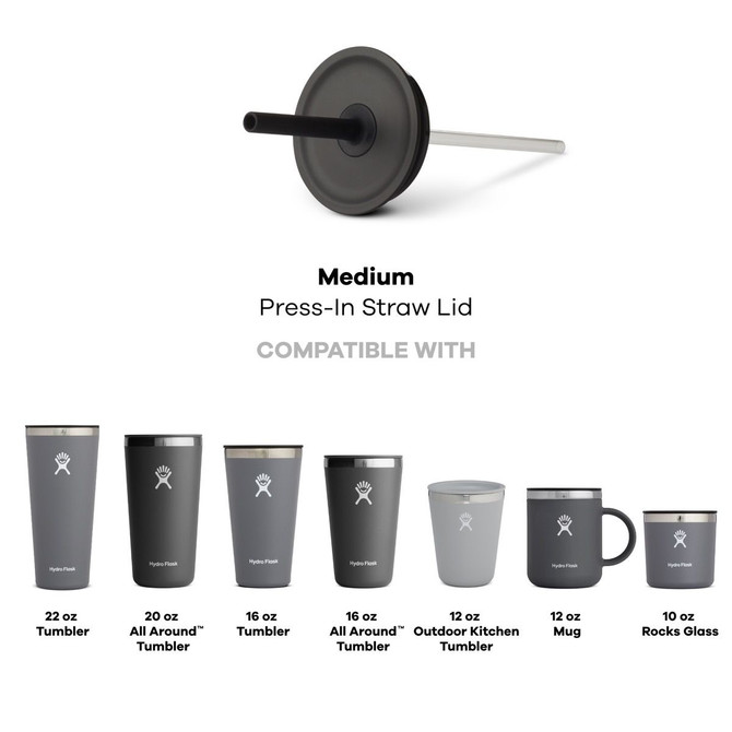 Hydro Flask Medium Press-In Straw Lid-Black