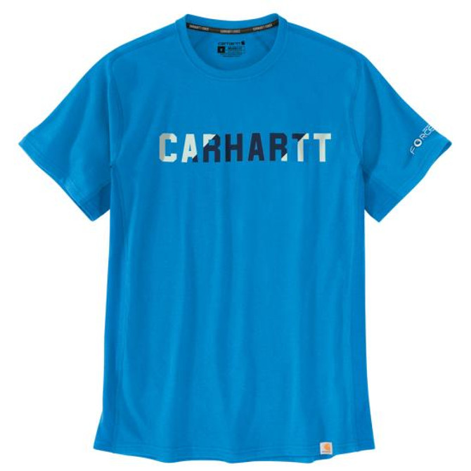 Carhartt Force Relaxed Fit Midweight Short-Sleeve Block Logo Graphic T-Shirt - Azure Blue