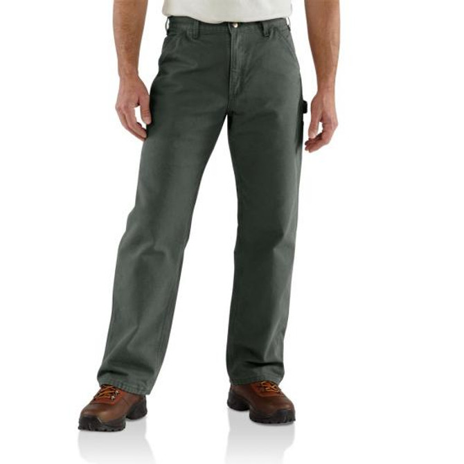 Carhartt Flannel Lined Washed Duck Loose Fit Pant- Moss