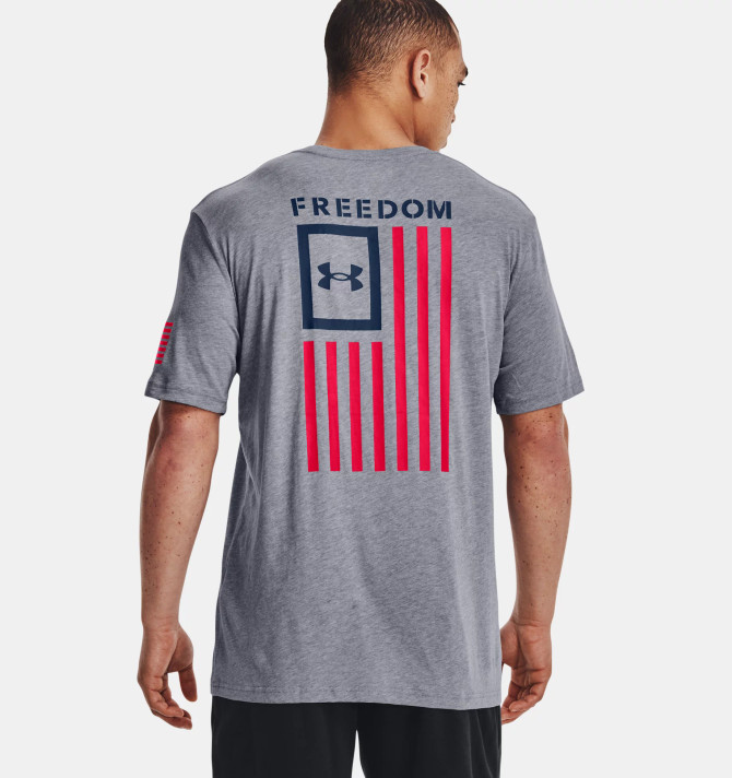 Under Armour Freedom Flag T-Shirt - Steel Light Heather / Red