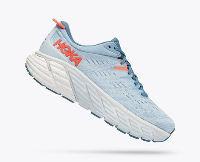 Hoka Women's Gaviota 4 Stability Running Shoe-Blue Fog/Plein Air