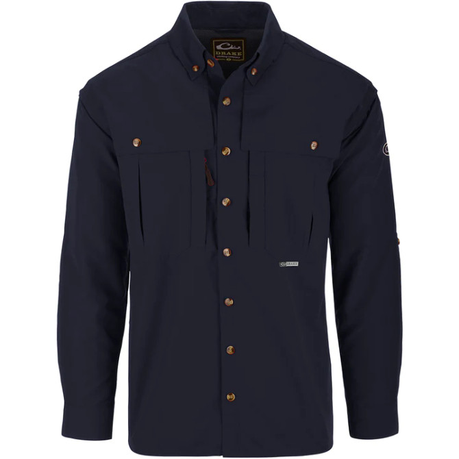 Drake Camo Wingshooter's Shirt L/S - Navy