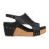 Corkys Women's Carley Wedge Sandal - Black Smooth