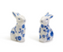 Two's Company Blue and White Bunny Salt and Pepper Shaker Set