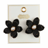 Mud Pie Black Raffia Flower Earrings