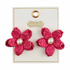 Mud Pie Pink Raffia Flower Earrings