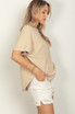 Very J Oversized Washed Waffle Casual Knit Top