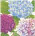 Caspari Hydrangea Garden Cocktail Napkin, Multicolored