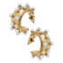 Canvas Persephone Pearl Studded Hoop Earrings in Worn Gold