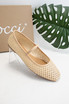 CCOCCI Fishnet Mesh Mary Jane Style Ballet Flats - Natural