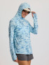 Free Fly Women's Bamboo Lightweight Hoodie II - Seasmoke Camo Surf Blue