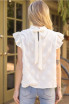 Voy High Ruffled Neck Top - Cream