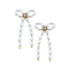 Canvas Kristin Pearl Beaded Bow Earrings in Ivory