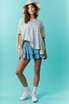 Fantastic Fawn Color Block Oversized Pocket Top - Blue/Lime