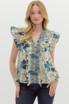 Entro Floral Print Ruffle Top