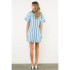 THML Light Blue V-Neck Striped Dress