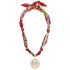 Canvas Cora Greek Keys Scarf Necklace in Red/Brown/Yellow